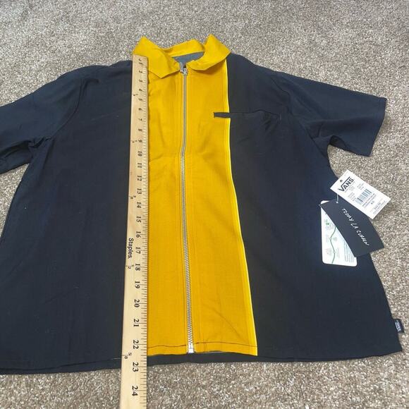 NEW VANS X Curren X Knost Top shirt top bowling yellow black full zip up SZ XS - Picture 4 of 6